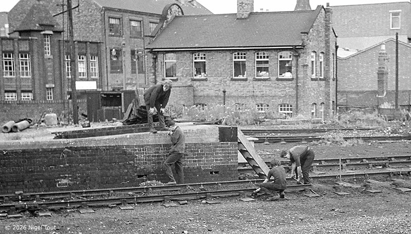 Leicester Central station, removing track to loading dock Leicester Central station, removing track to loading dock